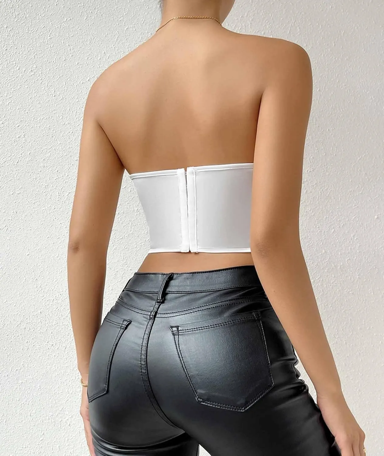 Moessa Women's Strapless Flloral Print Bustier Corset Top Asymmetrical Hem Crop Tops Boned Tube Top