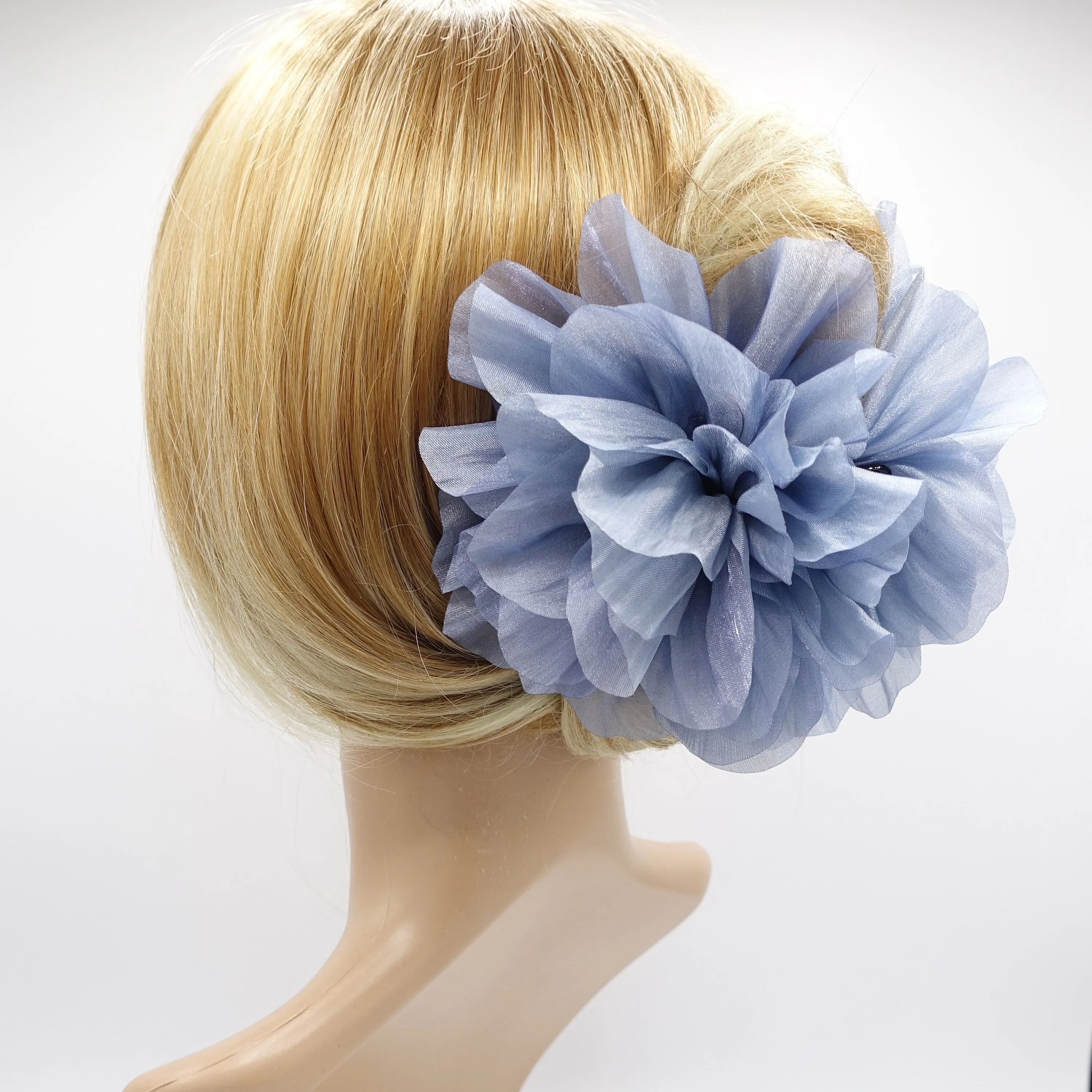 organza flower hair claw, big flower hair claw for women