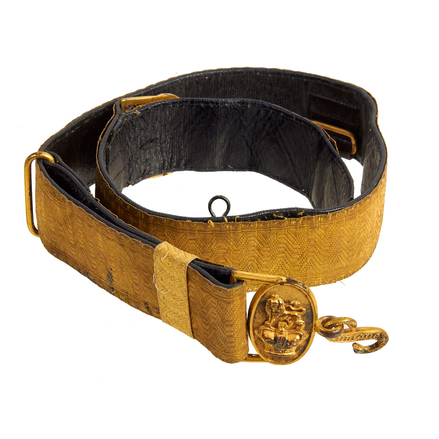 Original British Victorian Era Royal Artillery Officer's "Gimp" Leather Waist Belt