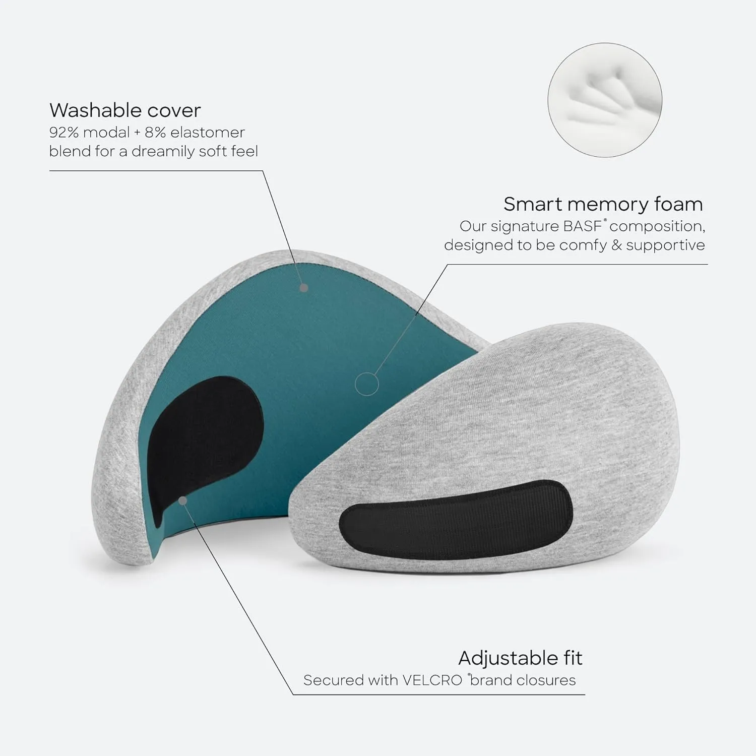 Ostrichpillow Go Neck Pillow, Travel Pillows for Airplanes, Premium Memory Foam Travel Pillow, 360 Ergonomic Design, Asymmetrical Sides, Travel Bag Included, Washable Modal Cover