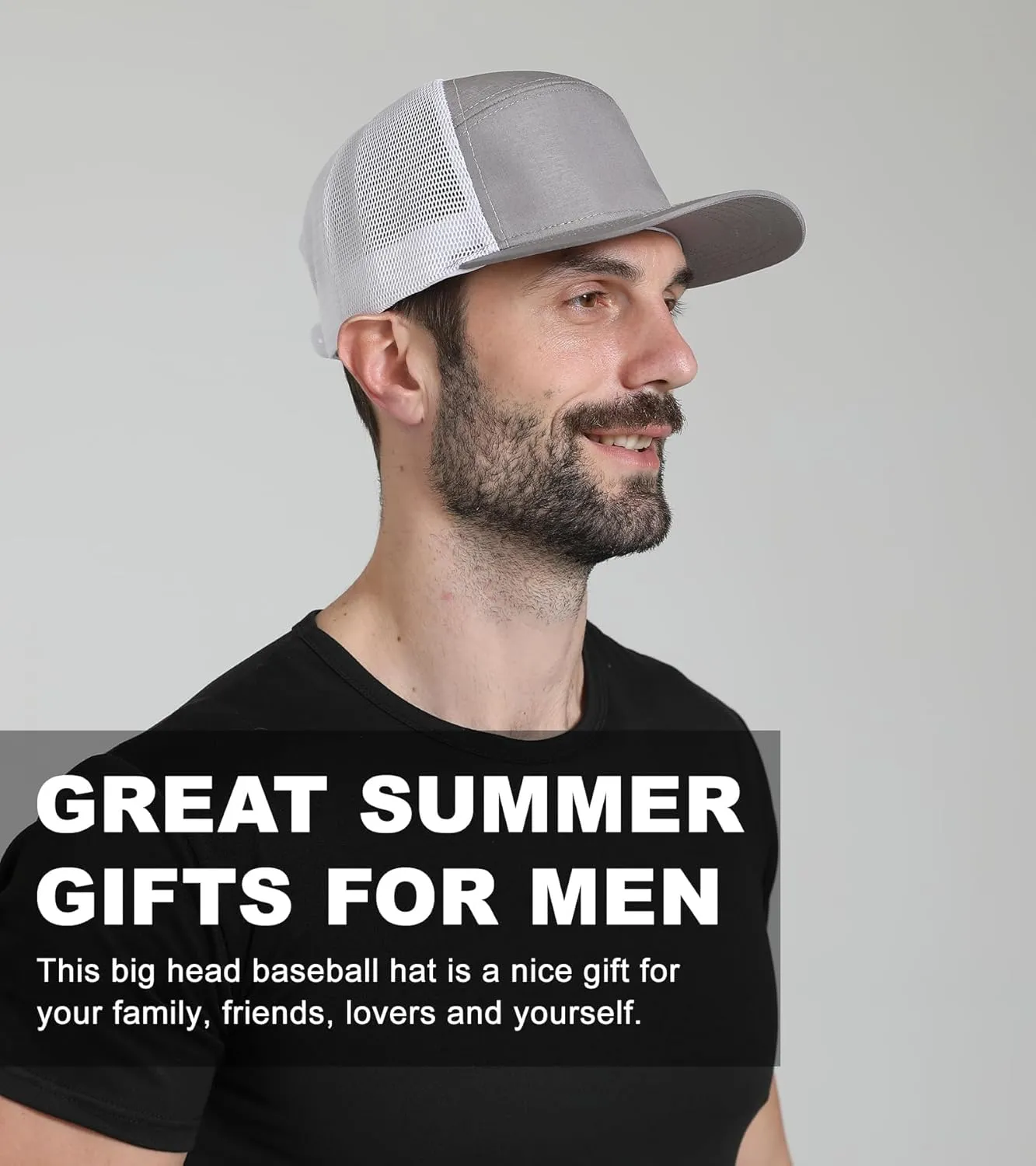 Oversize XXL Blank Flatbill Mesh Snapback Cap Extra Large 6 Panel Camper Style Hat for Men Big Head 23.6"-25.6"