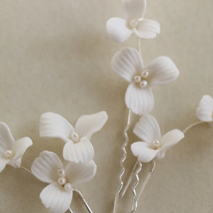 P211. wedding clay flower hair pins