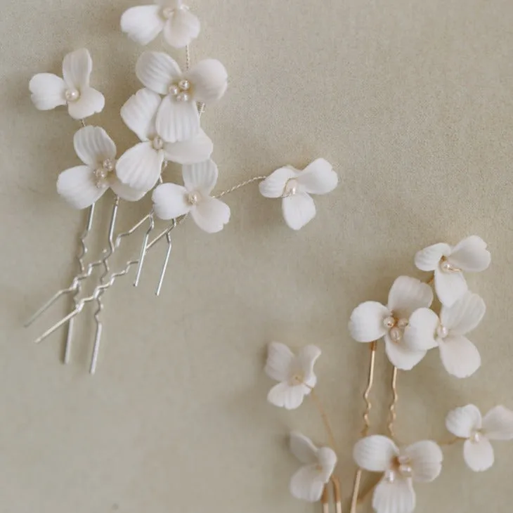 P211. wedding clay flower hair pins