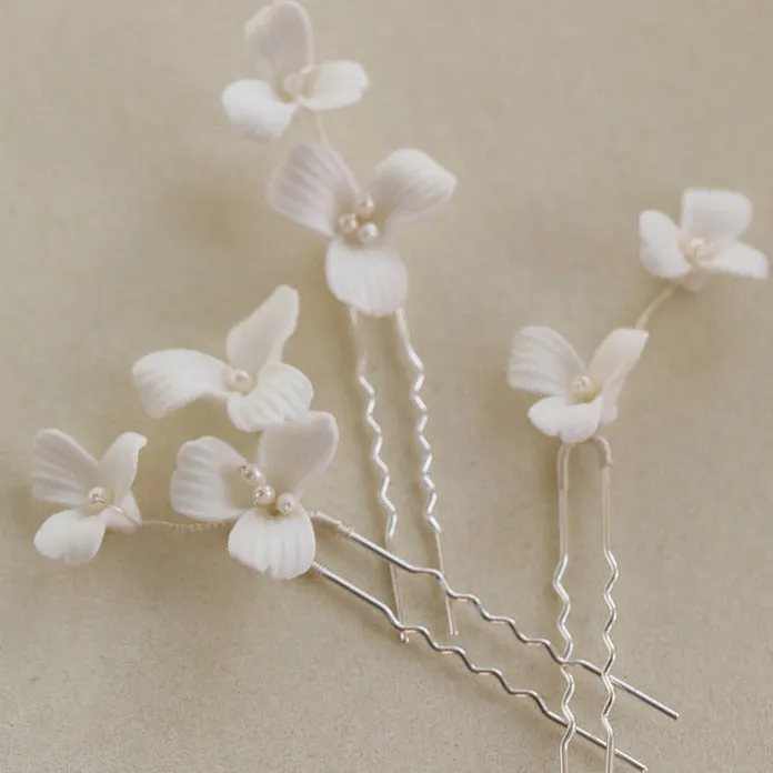 P211. wedding clay flower hair pins