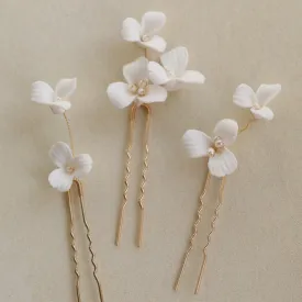 P211. wedding clay flower hair pins