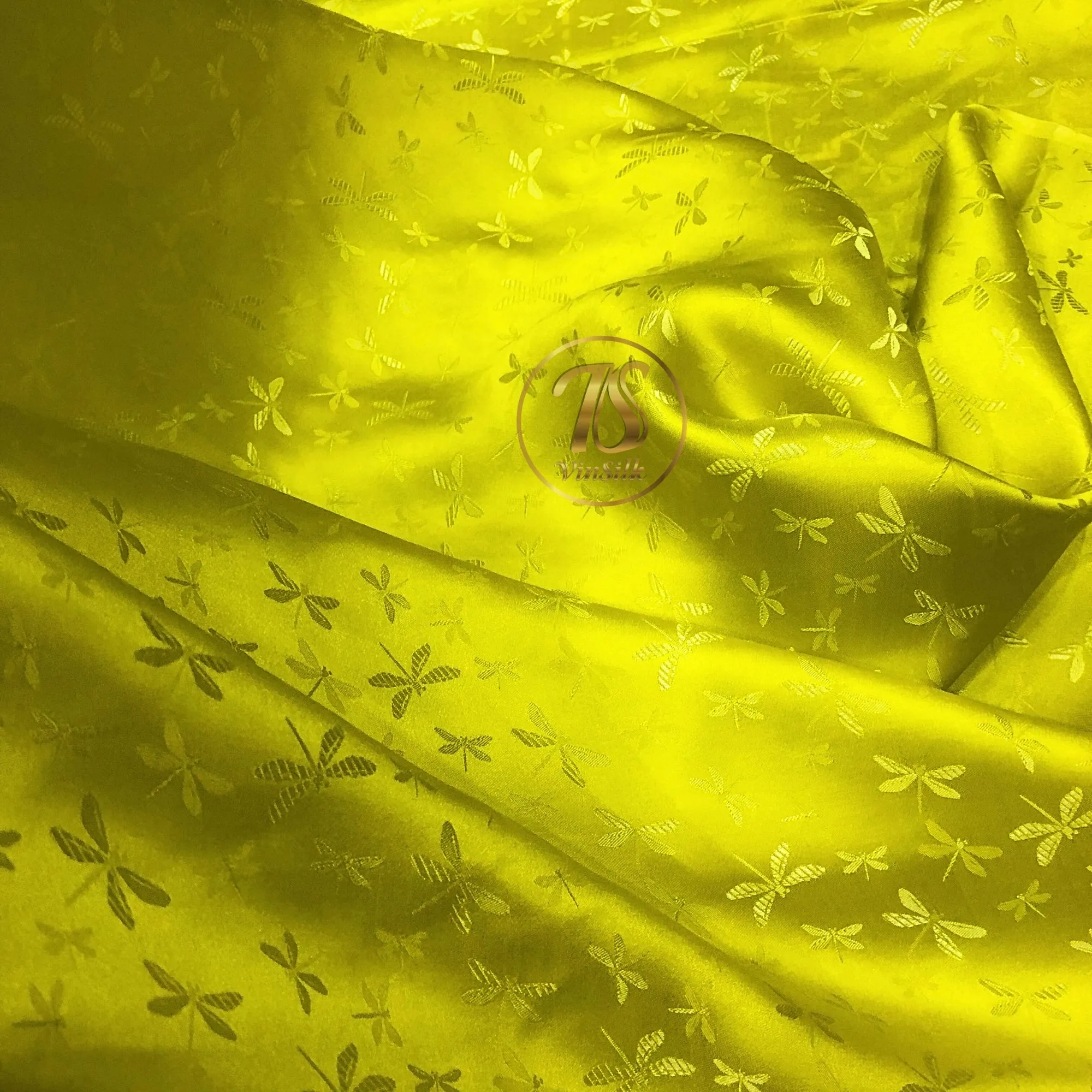 PATTERN MULBERRY SILK fabric by the yard - Yellow silk fabric - Handmade fabric – Dress making – Silk for sewing - Gift for women