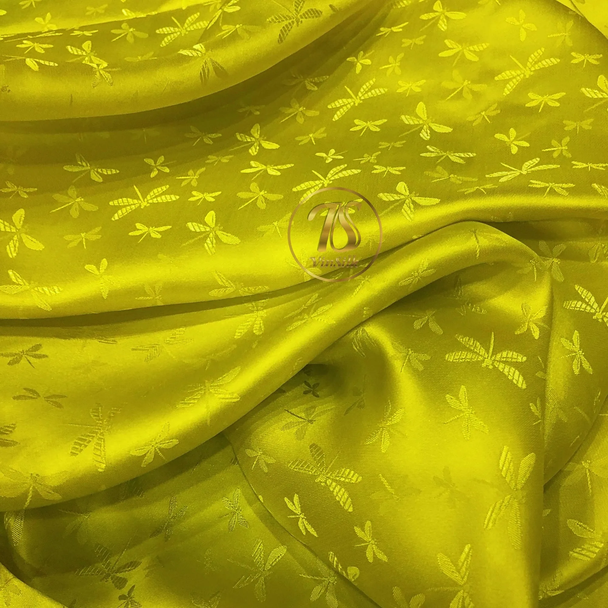 PATTERN MULBERRY SILK fabric by the yard - Yellow silk fabric - Handmade fabric – Dress making – Silk for sewing - Gift for women