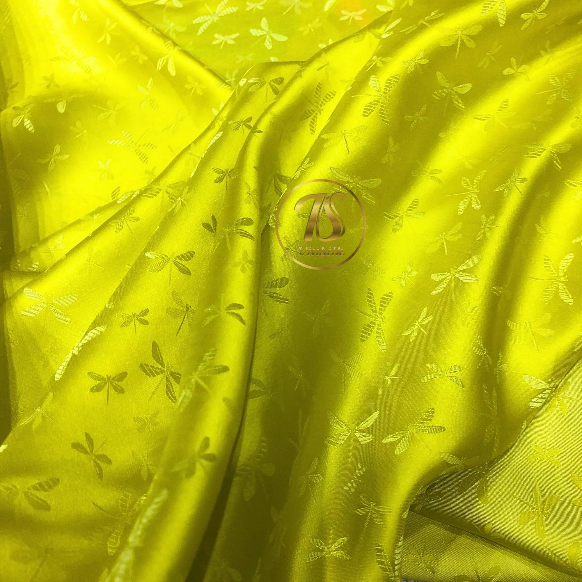 PATTERN MULBERRY SILK fabric by the yard - Yellow silk fabric - Handmade fabric – Dress making – Silk for sewing - Gift for women