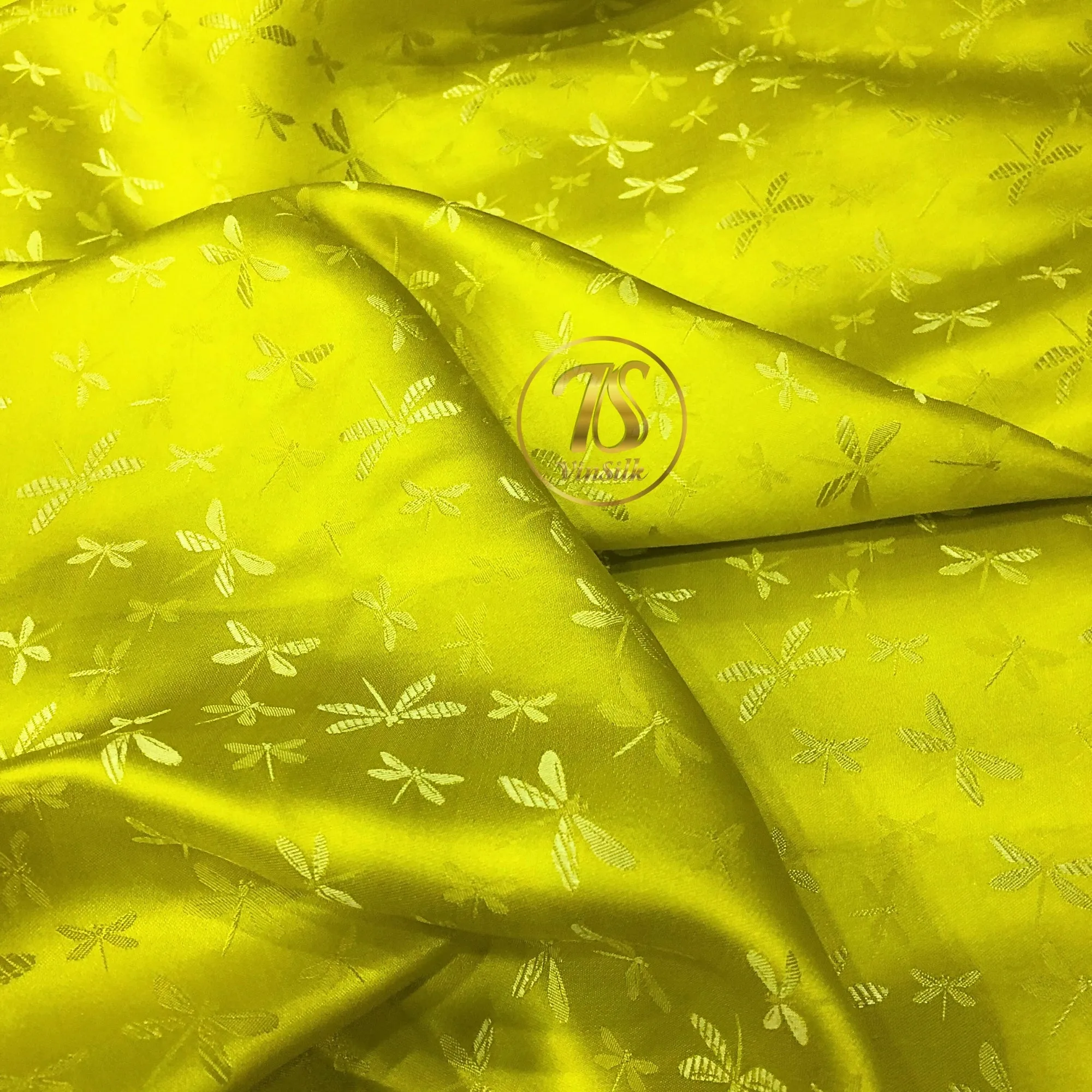 PATTERN MULBERRY SILK fabric by the yard - Yellow silk fabric - Handmade fabric – Dress making – Silk for sewing - Gift for women