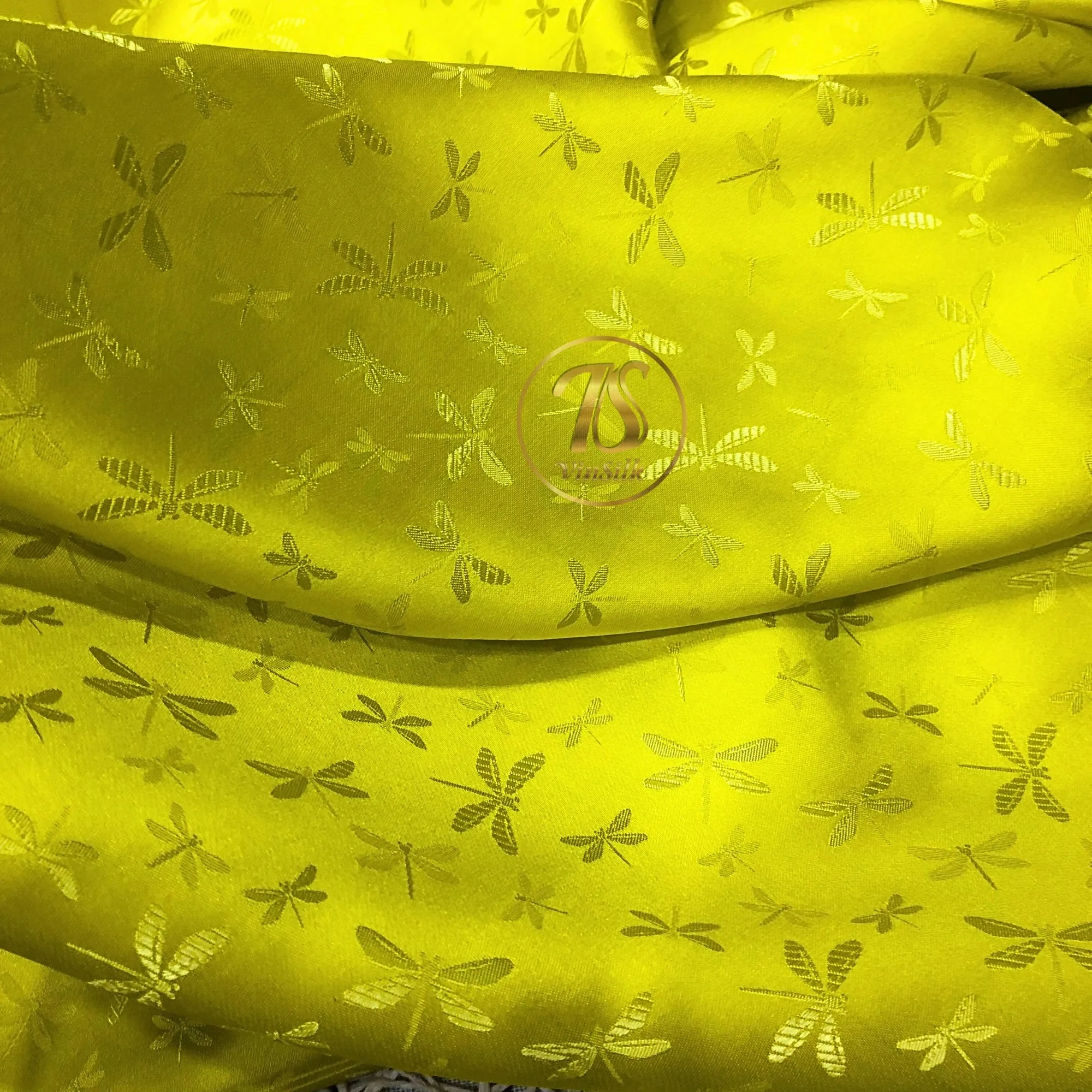 PATTERN MULBERRY SILK fabric by the yard - Yellow silk fabric - Handmade fabric – Dress making – Silk for sewing - Gift for women