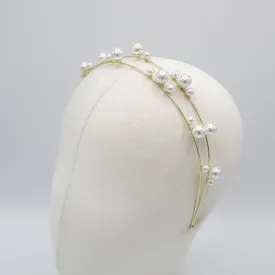 pearl double strand headband thin metal headband for women
