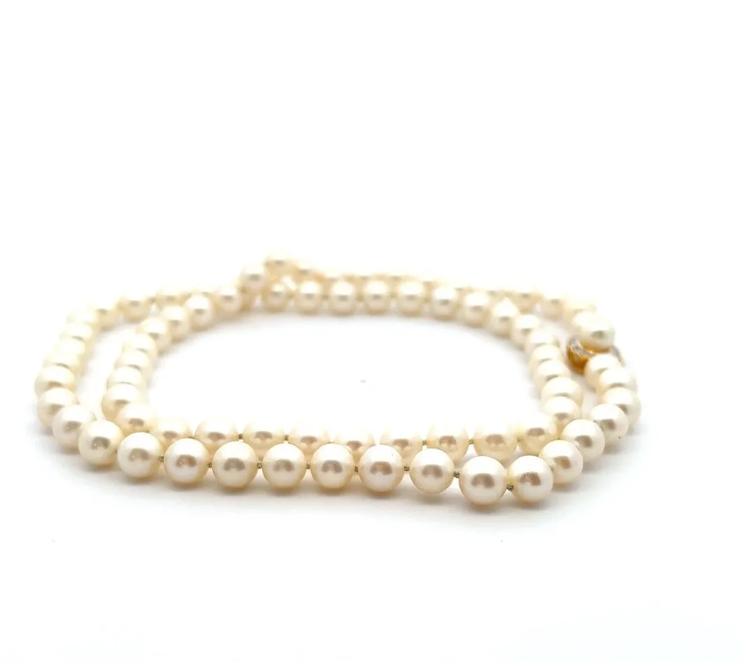 Pearl Earrings & Pearl Strand Necklace with Diamond & 18ct Yellow Gold Clasp