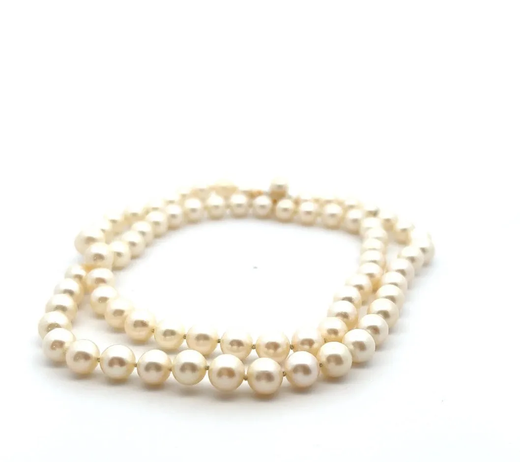 Pearl Earrings & Pearl Strand Necklace with Diamond & 18ct Yellow Gold Clasp