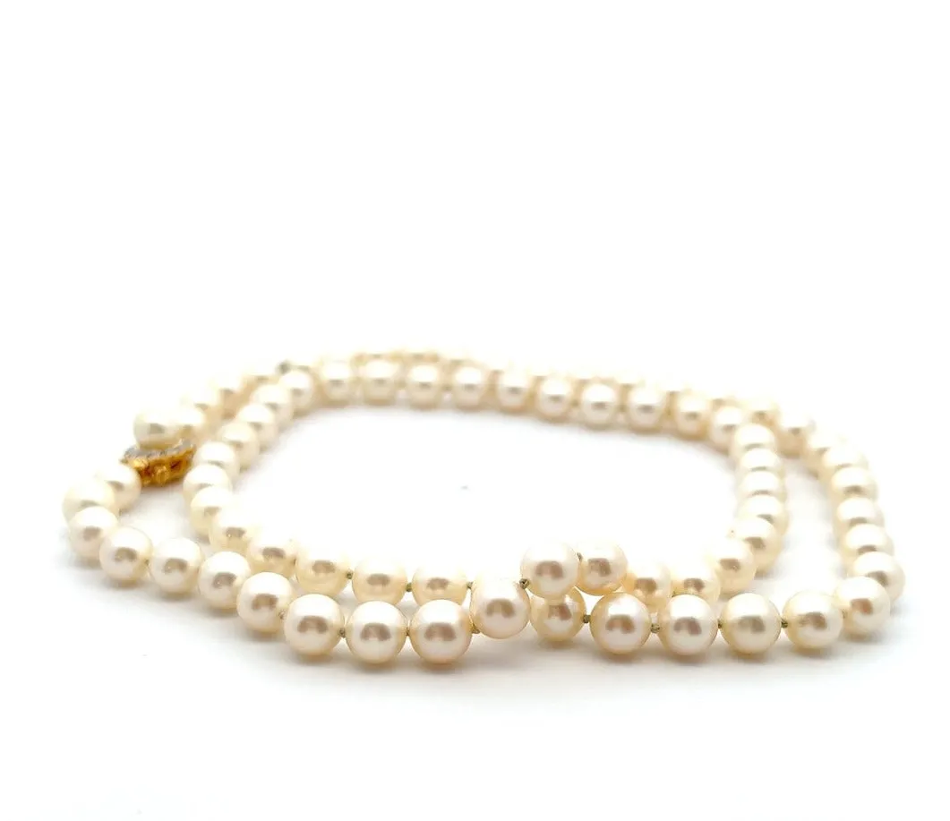 Pearl Earrings & Pearl Strand Necklace with Diamond & 18ct Yellow Gold Clasp