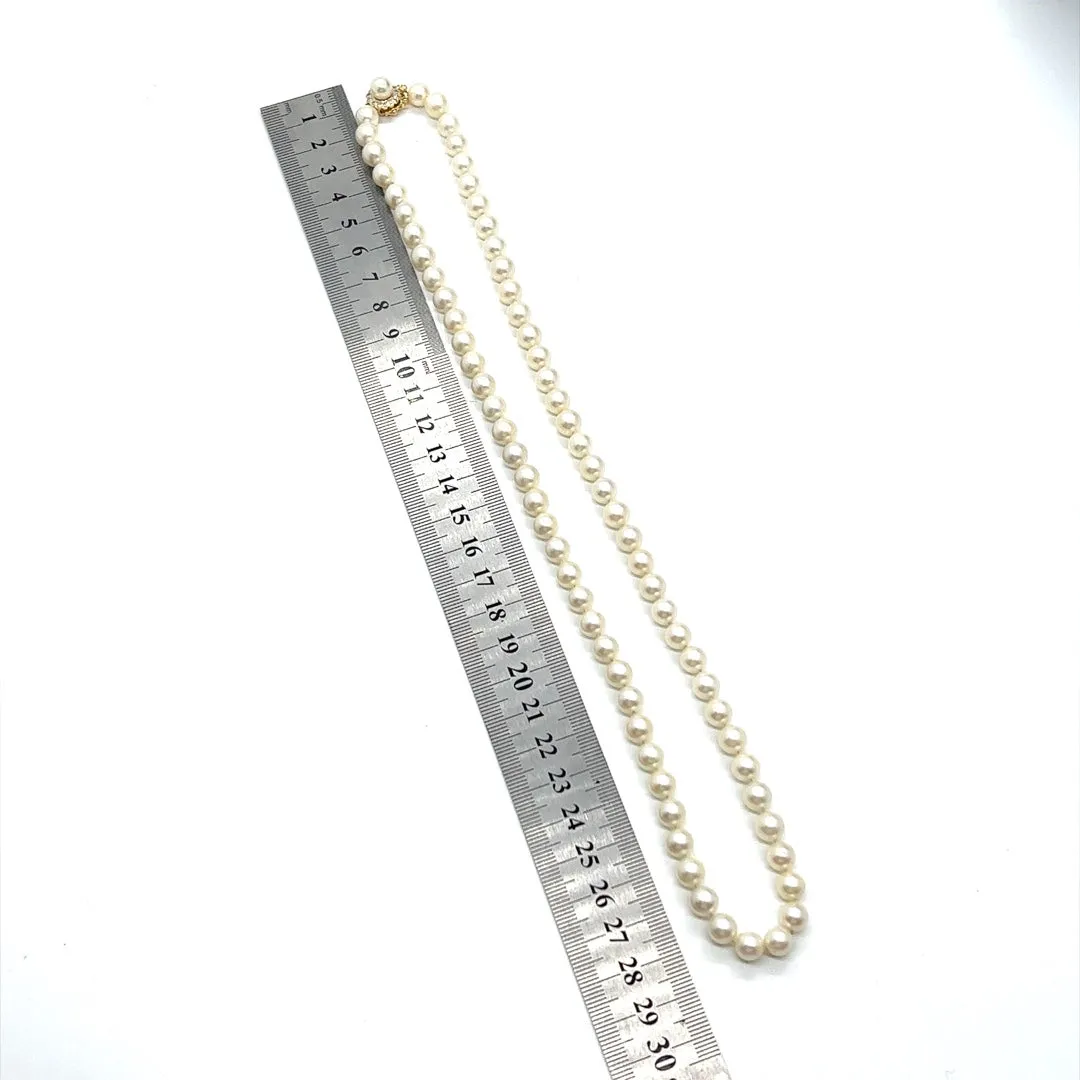 Pearl Earrings & Pearl Strand Necklace with Diamond & 18ct Yellow Gold Clasp