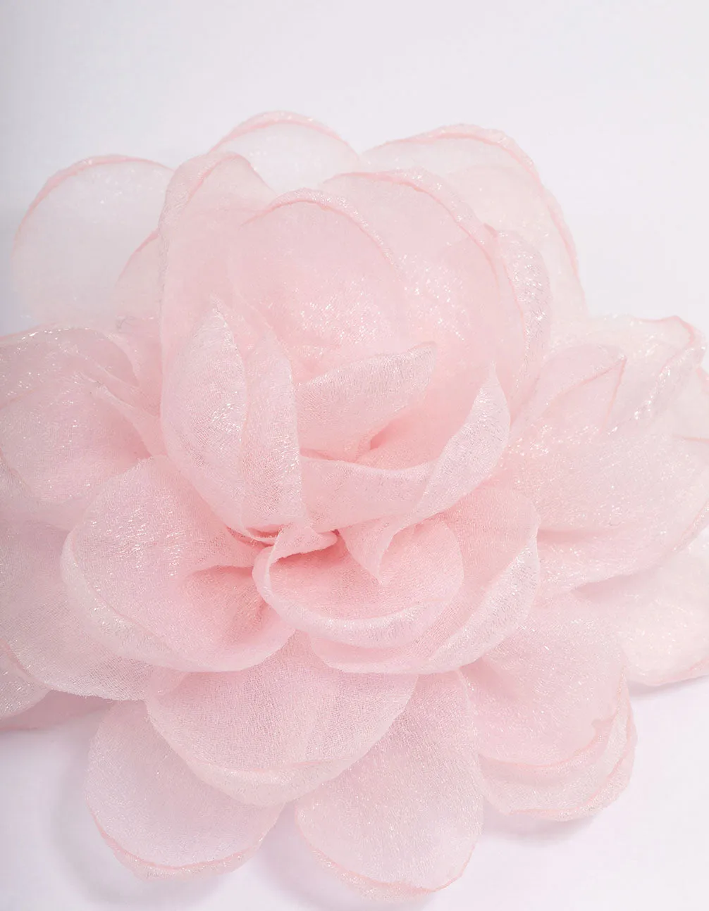 Pink Fabric Chiffon Flower Hair Clip & Brooch Pin