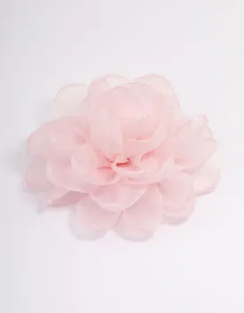Pink Fabric Chiffon Flower Hair Clip & Brooch Pin