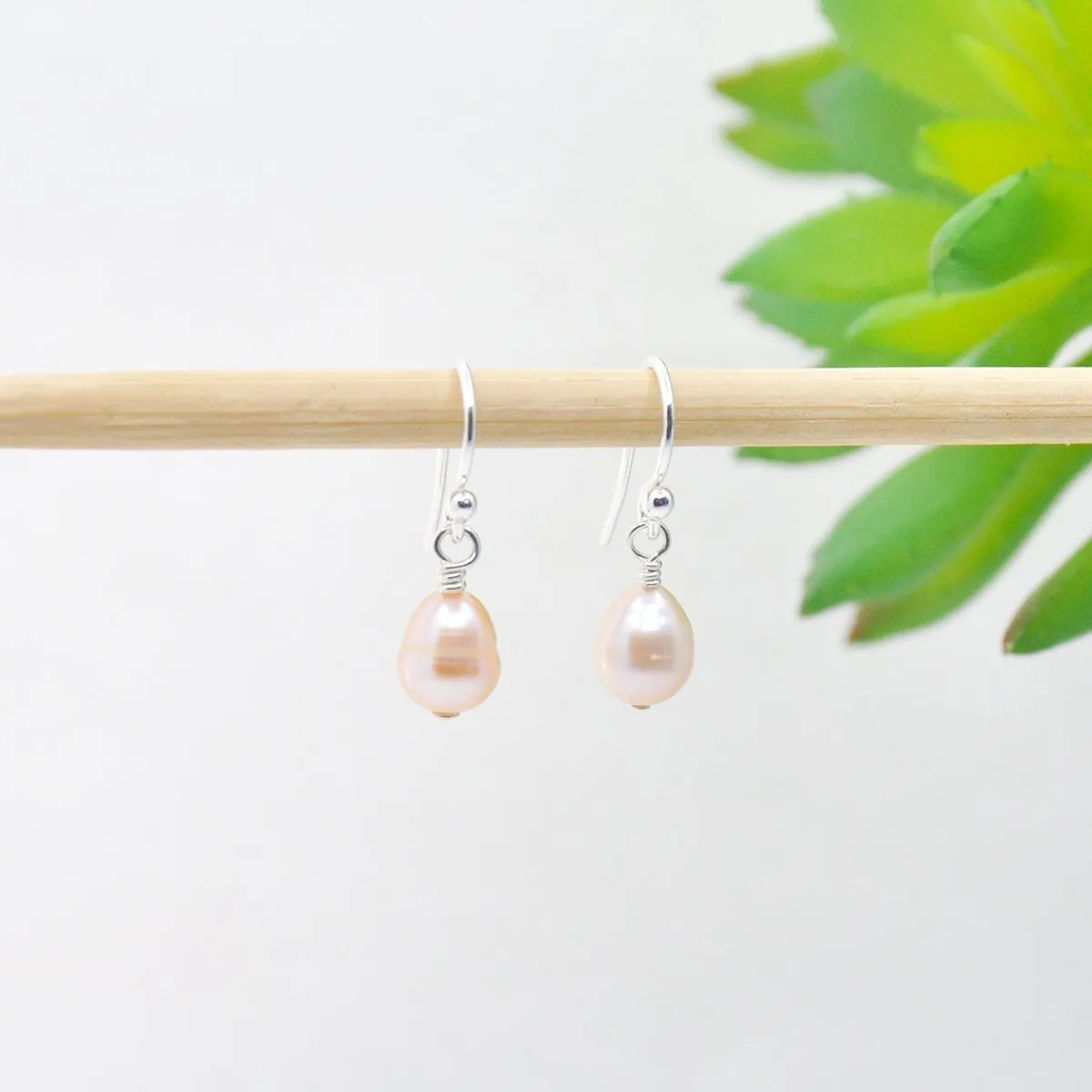 Pink Freshwater Pearl Drop Earrings