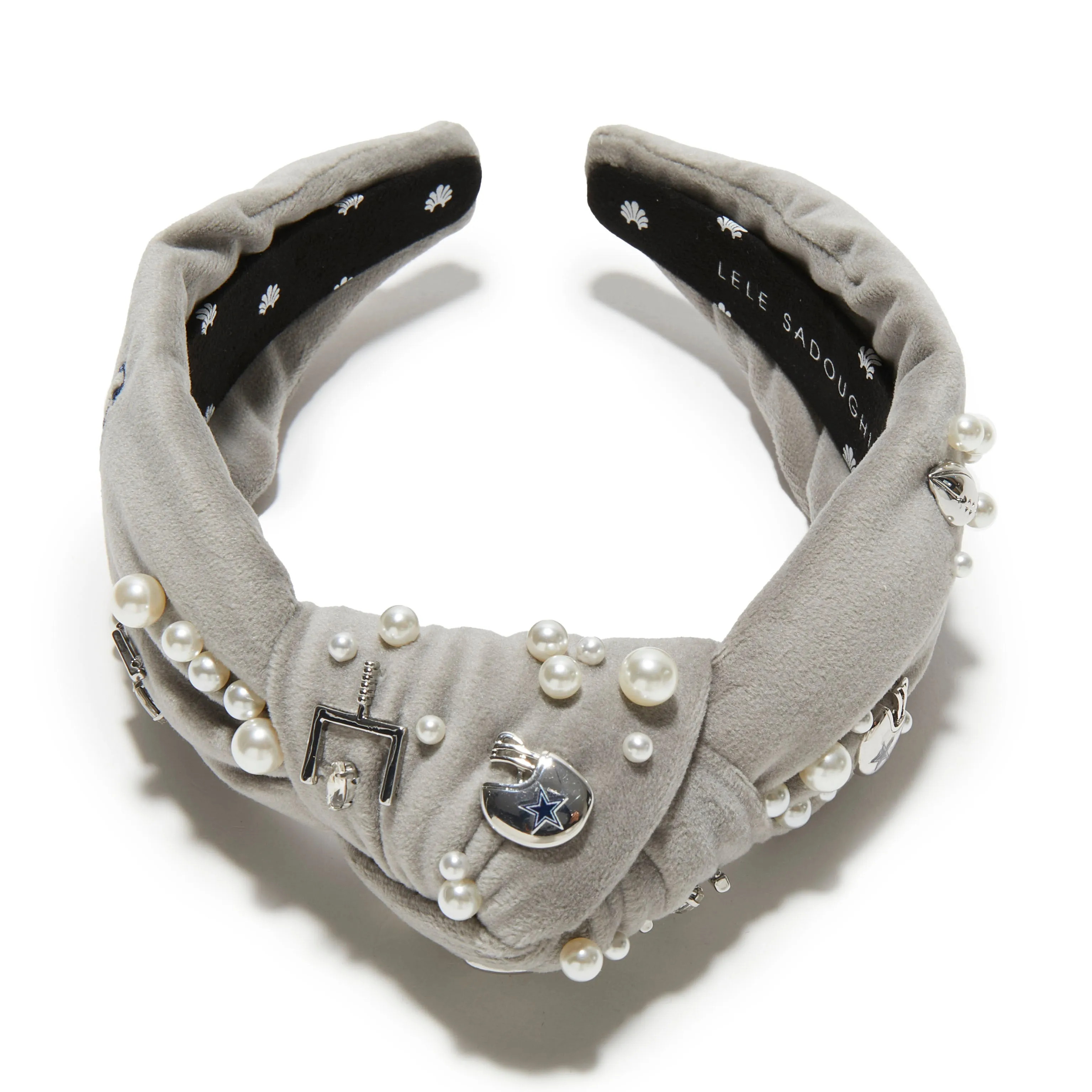 *PRE-ORDER* DALLAS COWBOYS LELE SADOUGHI X NFL GREY EMBELLISHED KNOTTED HEADBAND