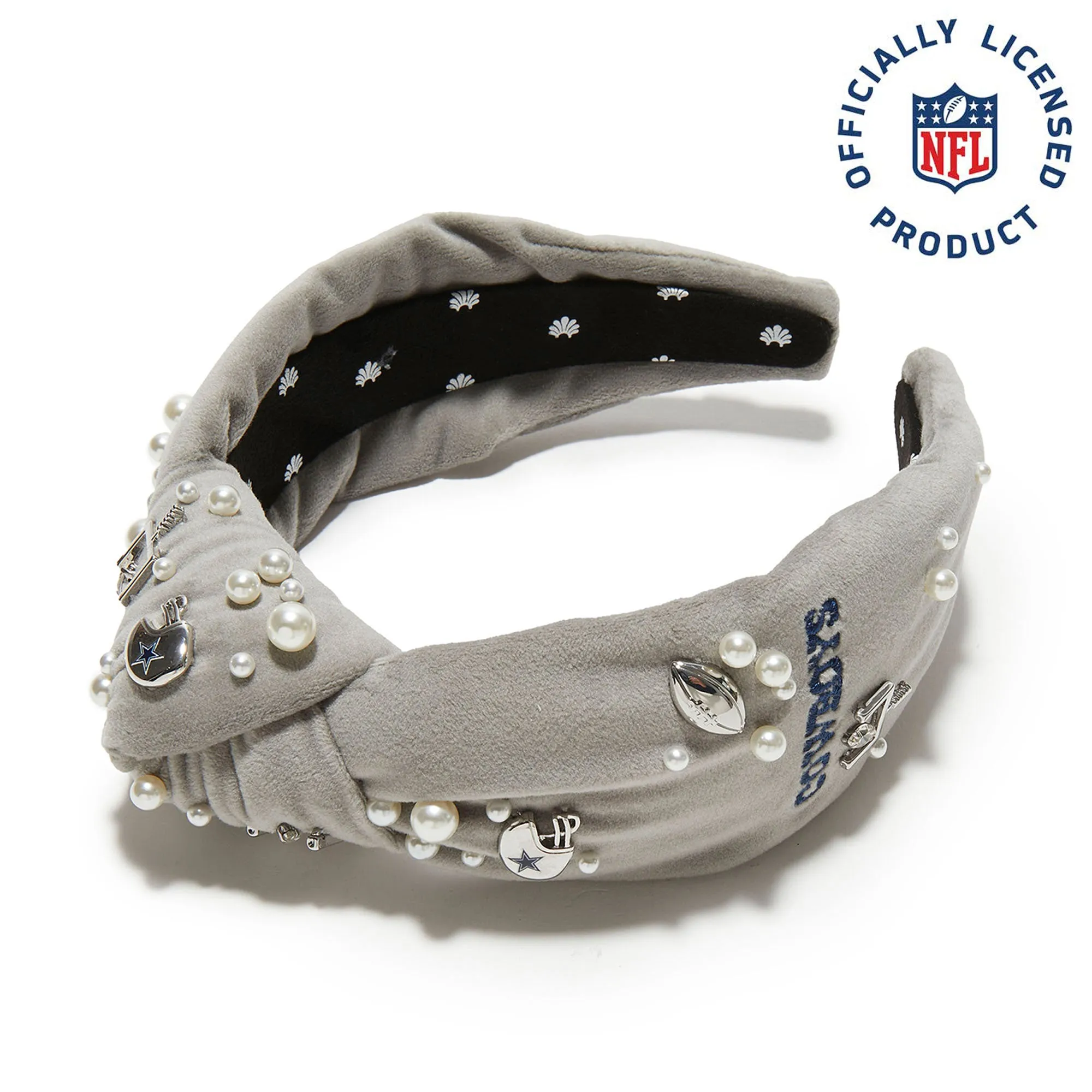 *PRE-ORDER* DALLAS COWBOYS LELE SADOUGHI X NFL GREY EMBELLISHED KNOTTED HEADBAND