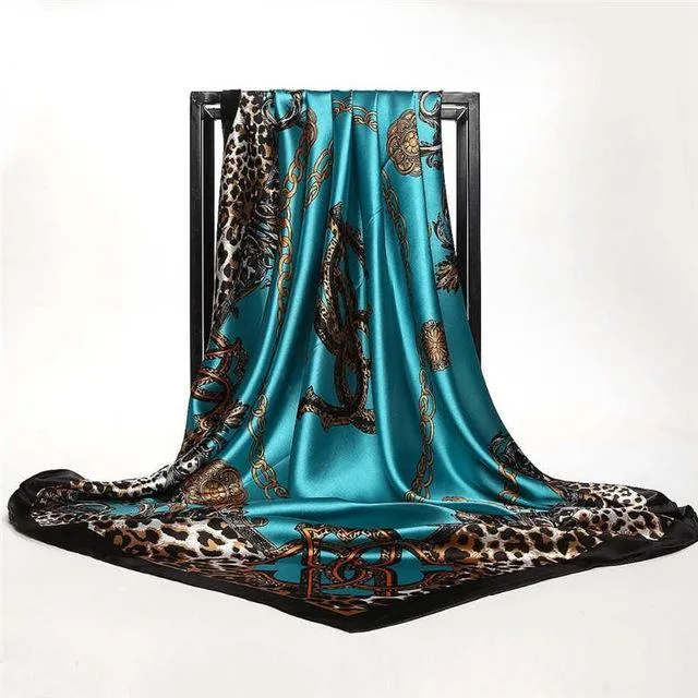 Print Satin Square Silk Women Scarf