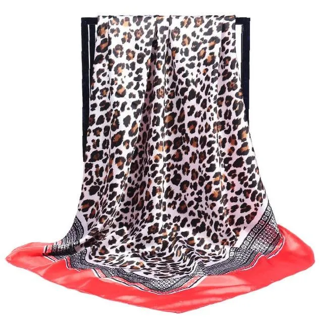 Print Satin Square Silk Women Scarf