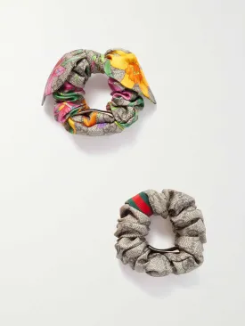 Printed silk twill hair ties (set of 2)