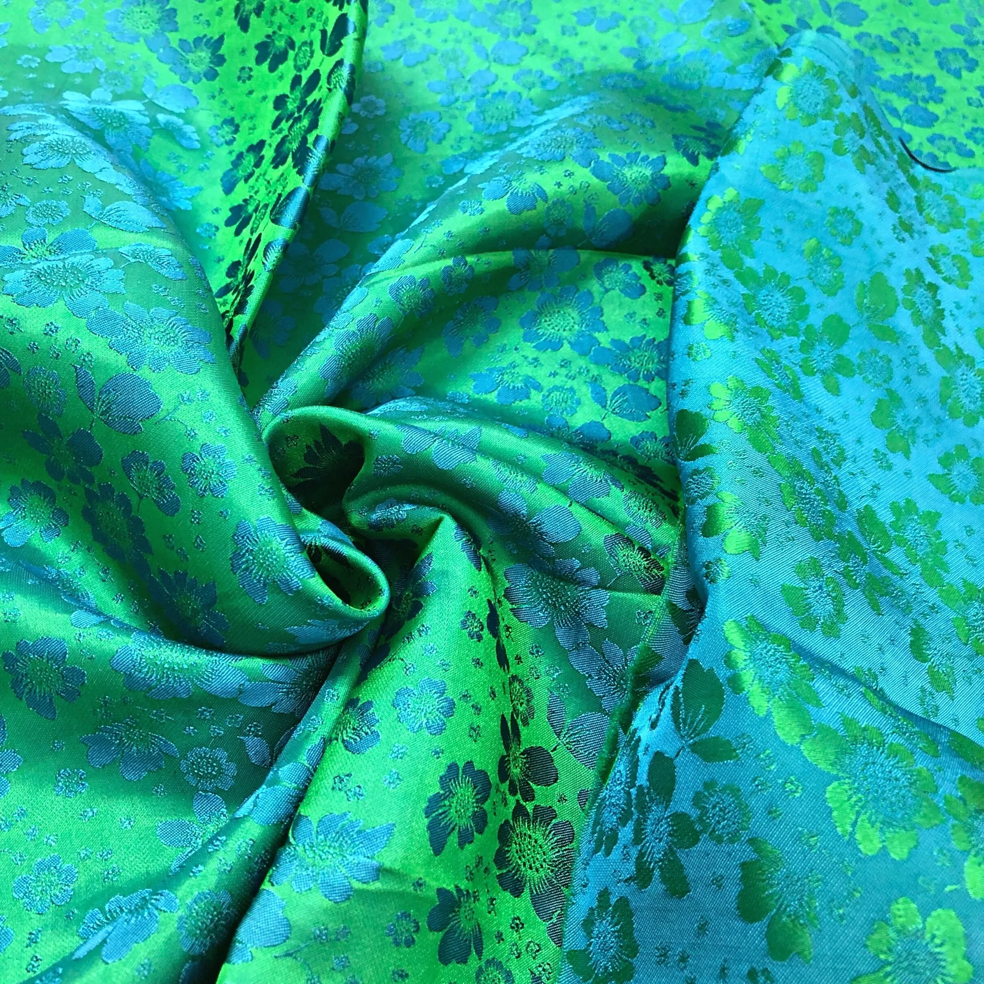 PURE MULBERRY SILK fabric by the yard - Green floral silk fabric - Handmade fabric – Dress making – Silk apparel fabric - Gift for women