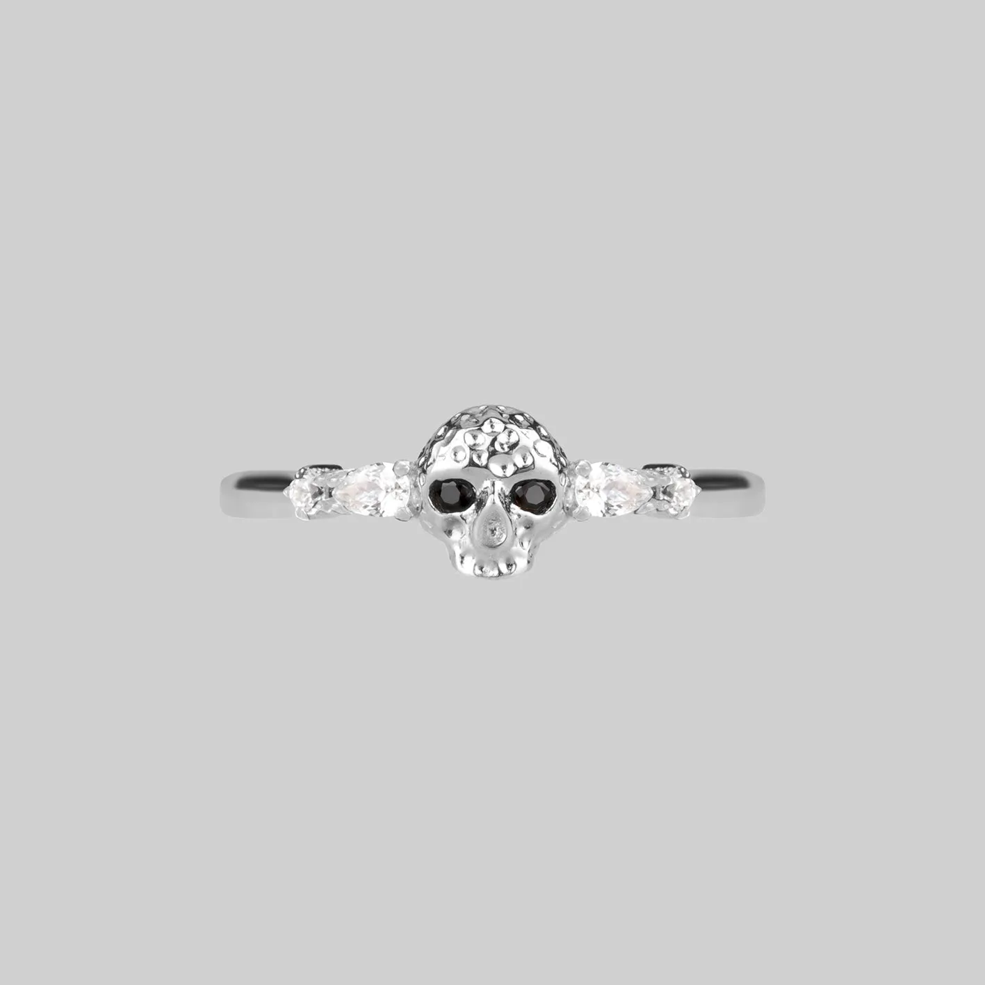 REMINISCENCE. Skull Head Onyx Silver Ring