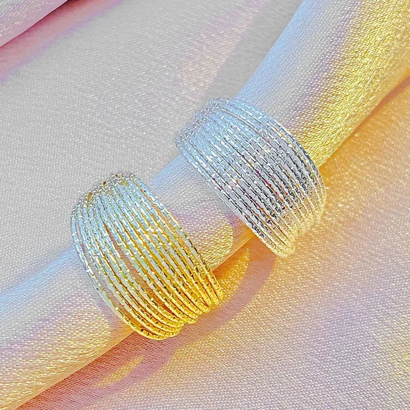 Reriti Multi-Layered Line Plain Ring - Silver