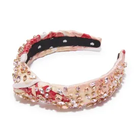 ROSE FLORAL SLIM KNOTTED EMBELLISHED HEADBAND
