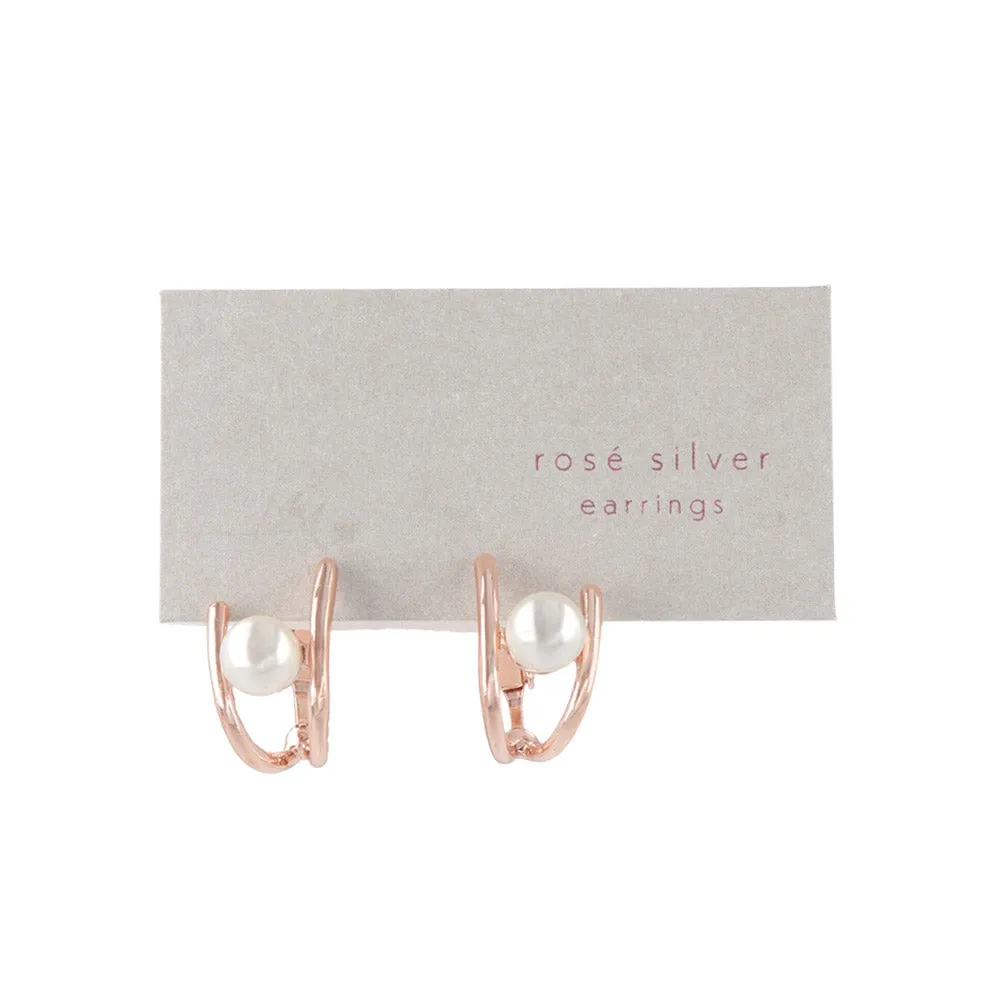 Rose Silver Double Strand Clip Ons