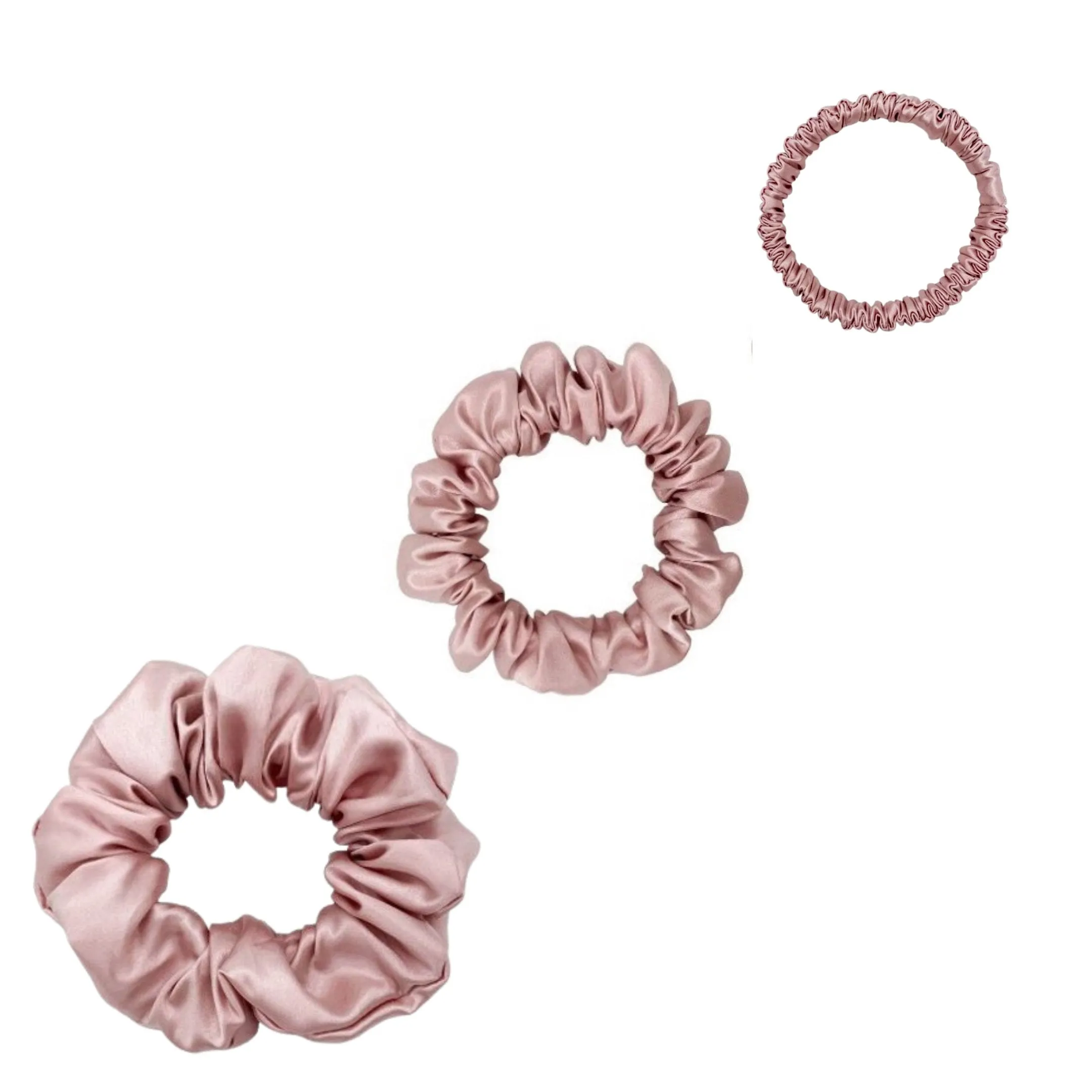 Silk Scrunchies Set - Black - Mini, Small, Medium