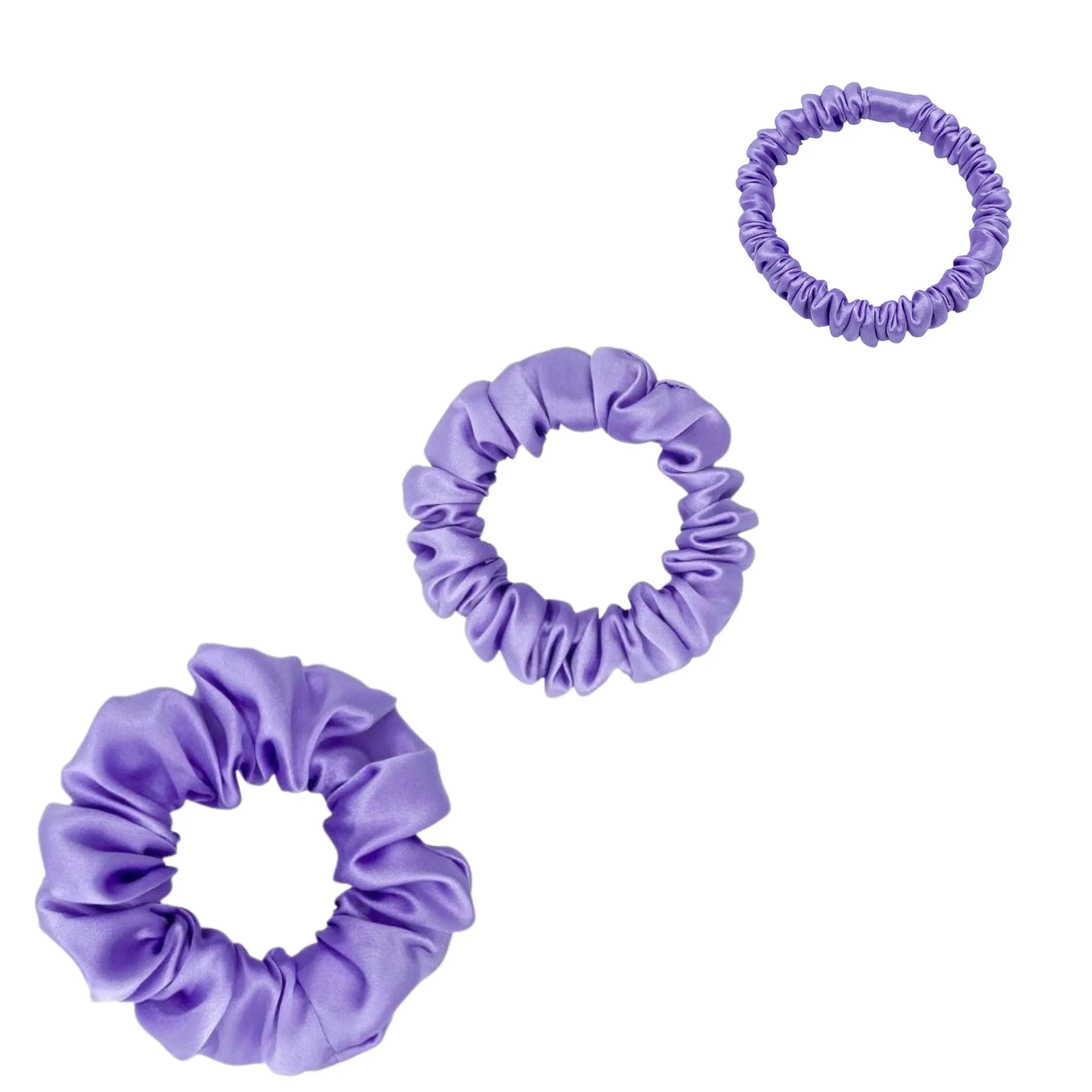 Silk Scrunchies Set - Black - Mini, Small, Medium