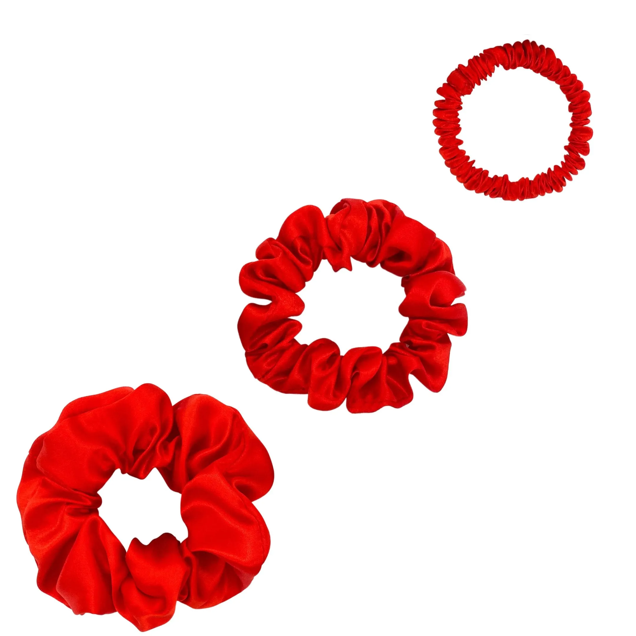 Silk Scrunchies Set - Black - Mini, Small, Medium