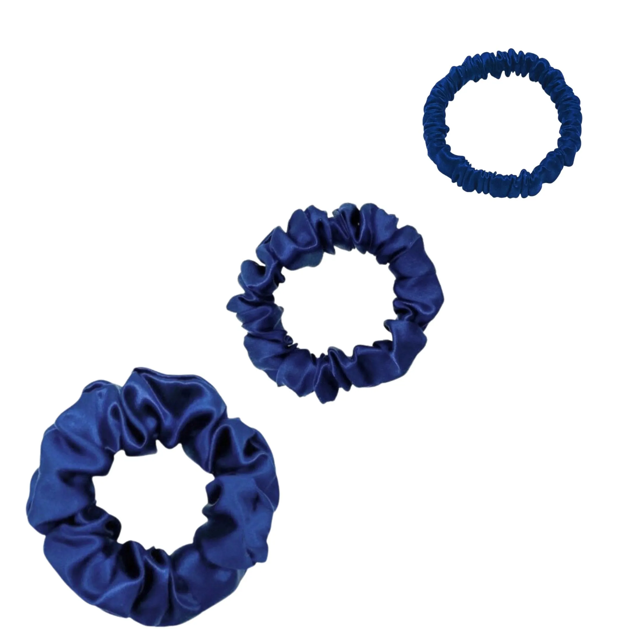 Silk Scrunchies Set - Black - Mini, Small, Medium