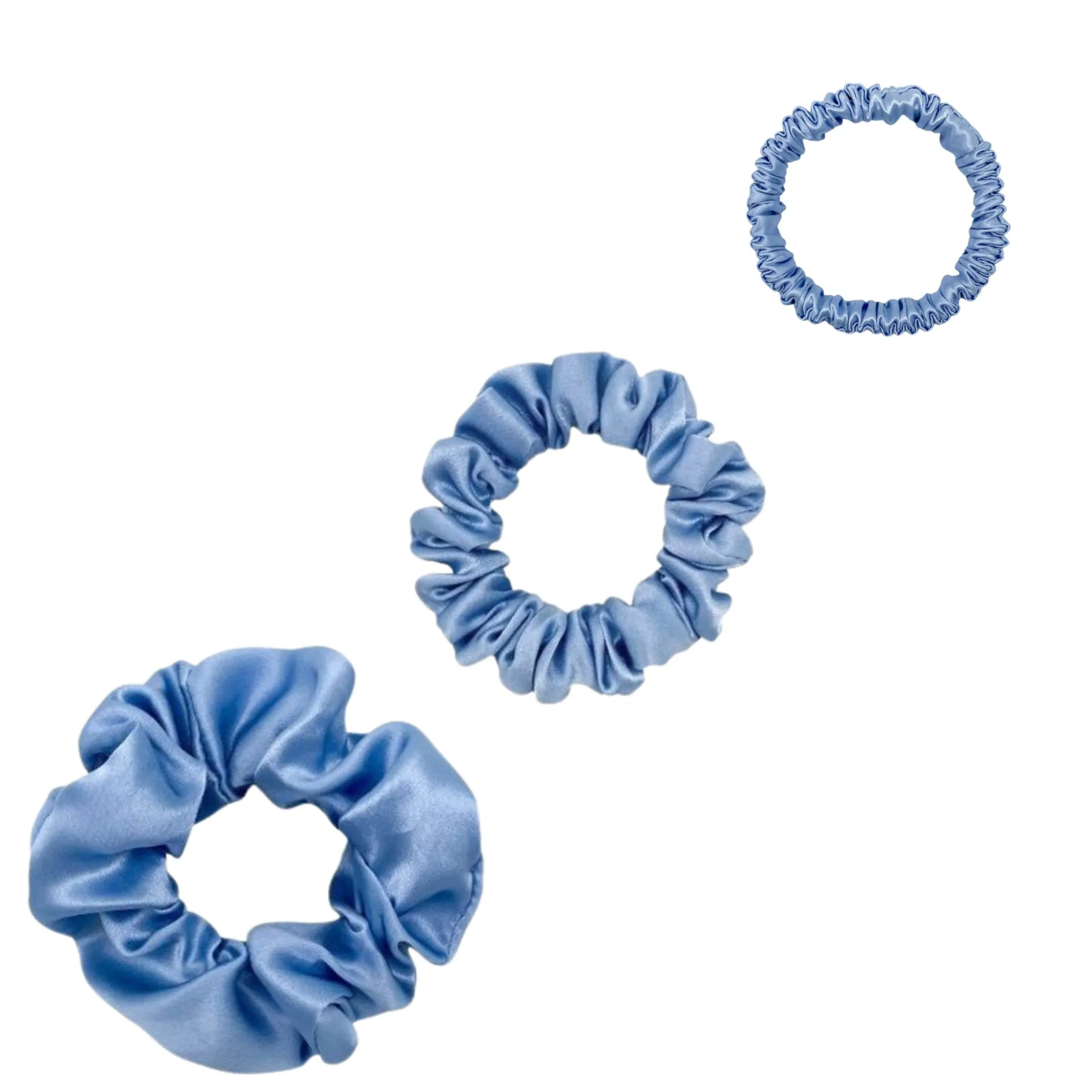 Silk Scrunchies Set - Black - Mini, Small, Medium