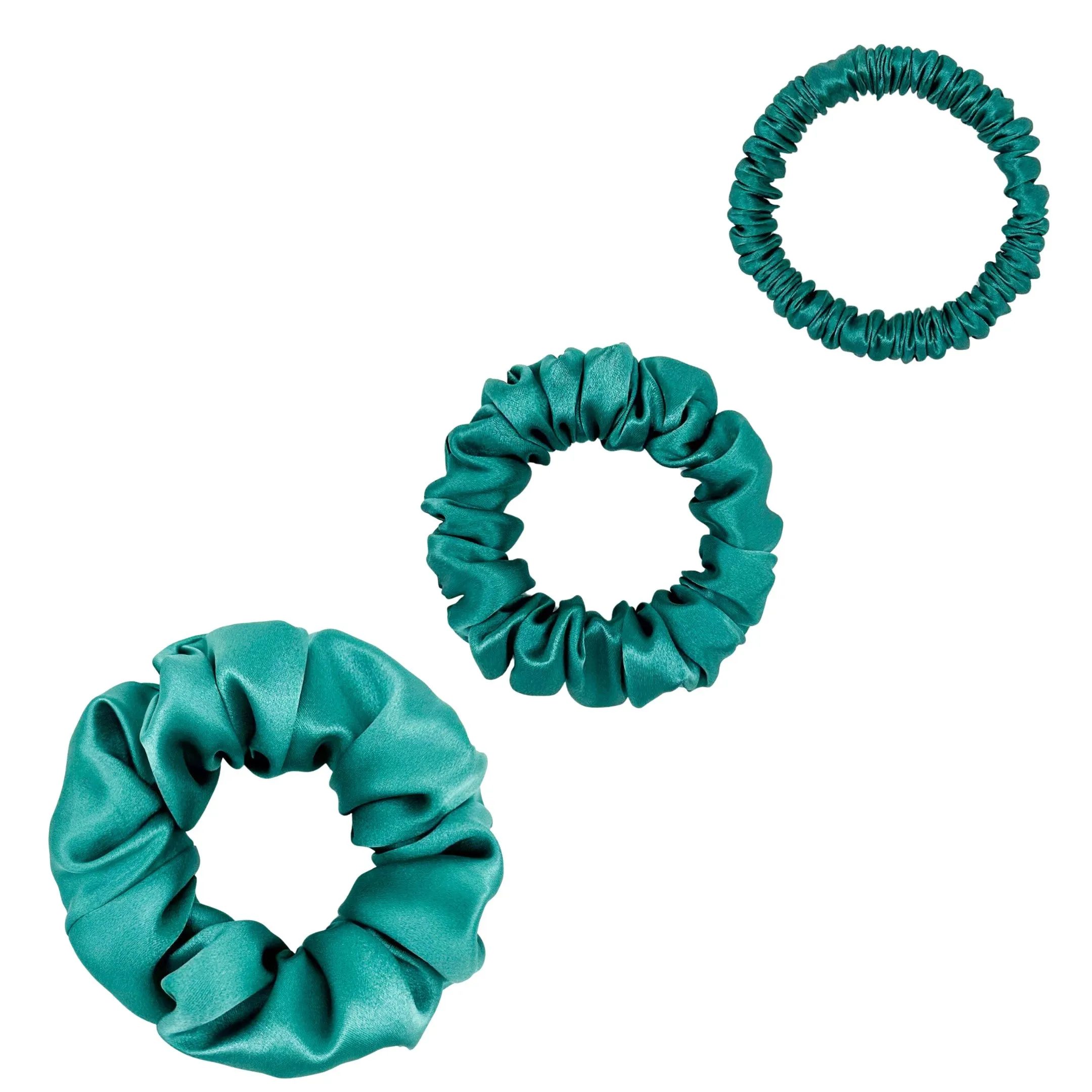Silk Scrunchies Set - Black - Mini, Small, Medium