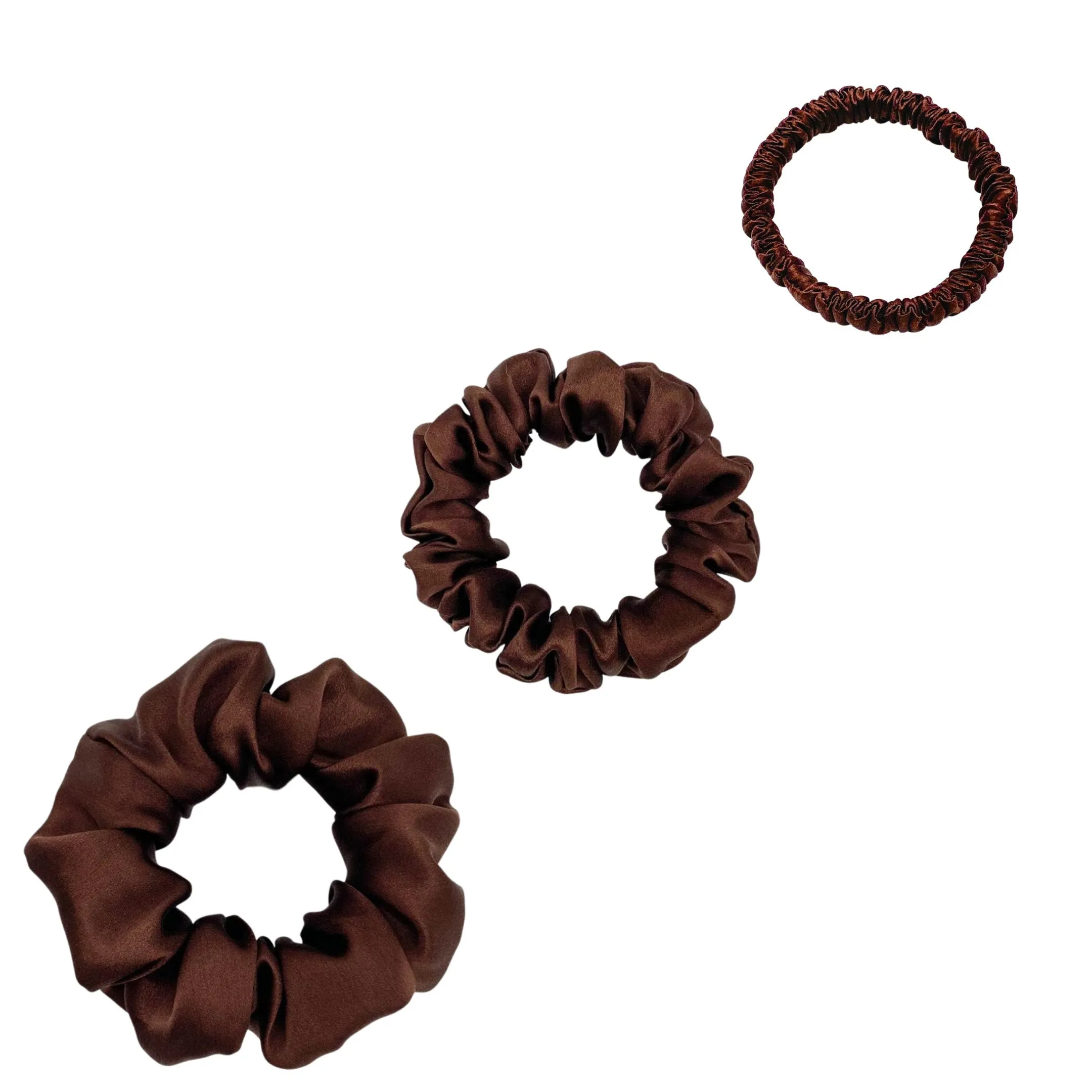 Silk Scrunchies Set - Black - Mini, Small, Medium