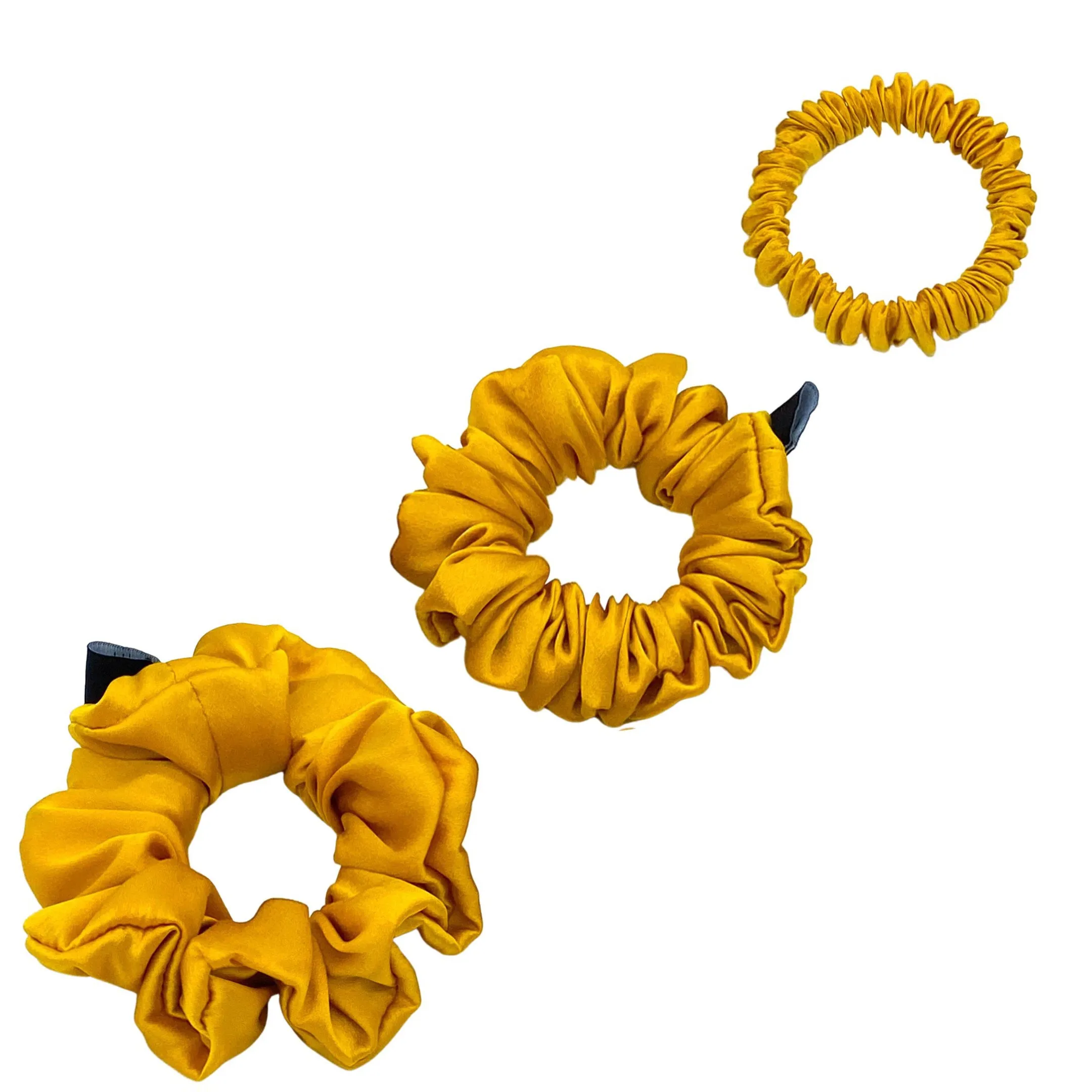 Silk Scrunchies Set - Black - Mini, Small, Medium