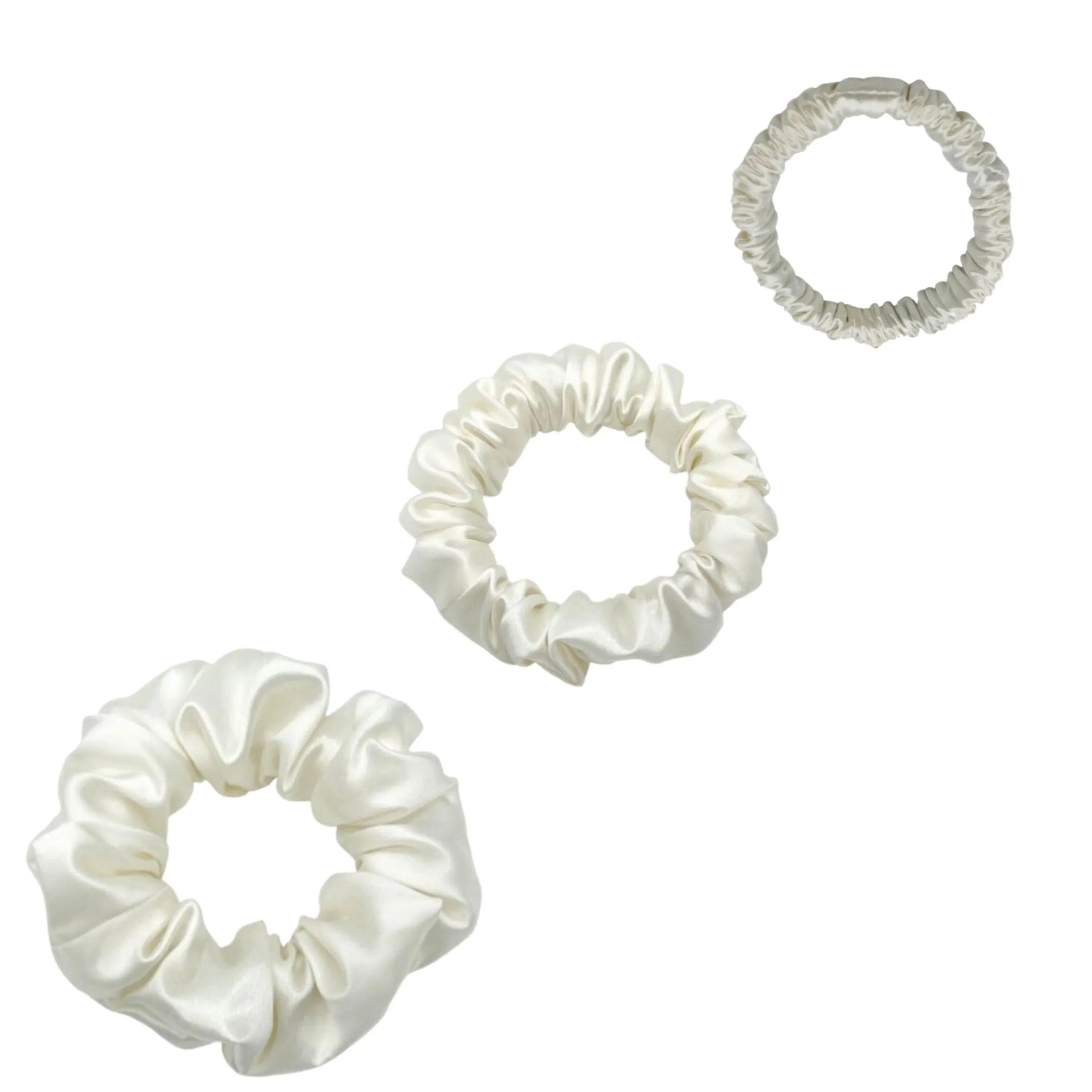 Silk Scrunchies Set - Black - Mini, Small, Medium