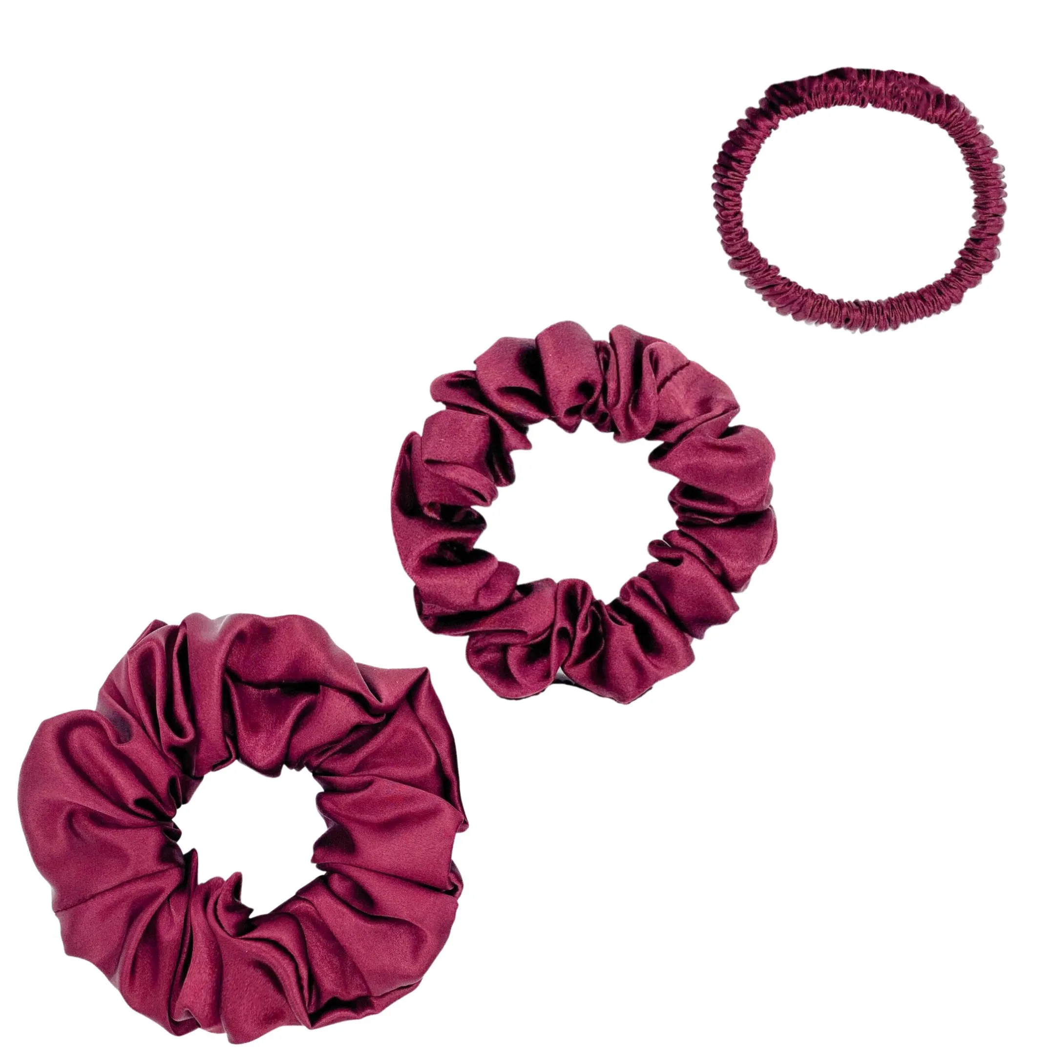 Silk Scrunchies Set - Black - Mini, Small, Medium