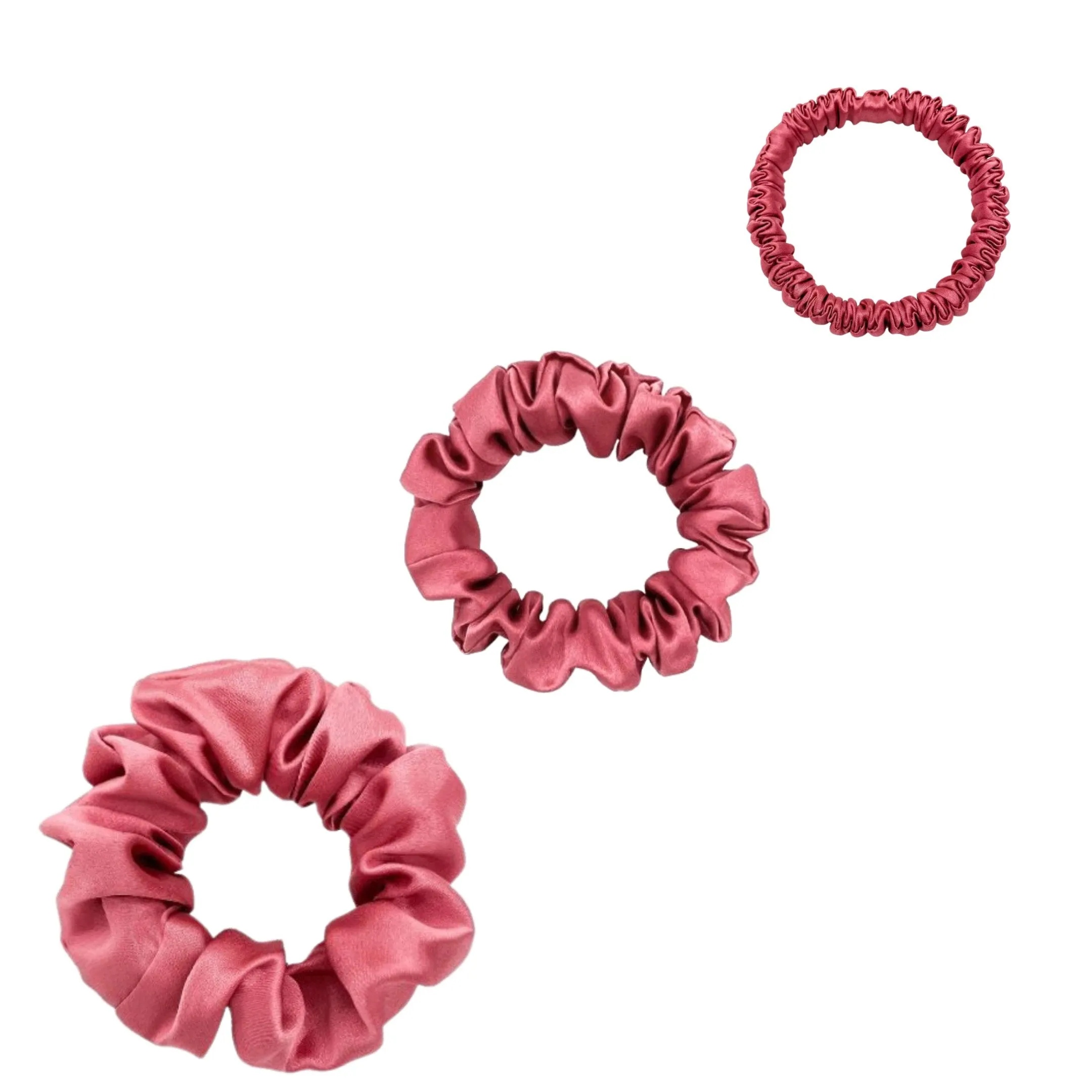 Silk Scrunchies Set - Black - Mini, Small, Medium