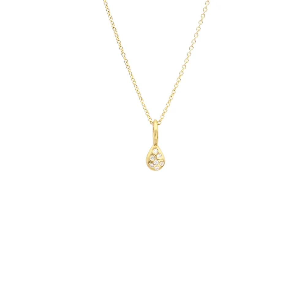 SMALL DROP SIGN WITH DIAMONDS 18K YELLOW GOLD