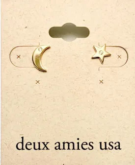 star and moon stud: gold vermeil
