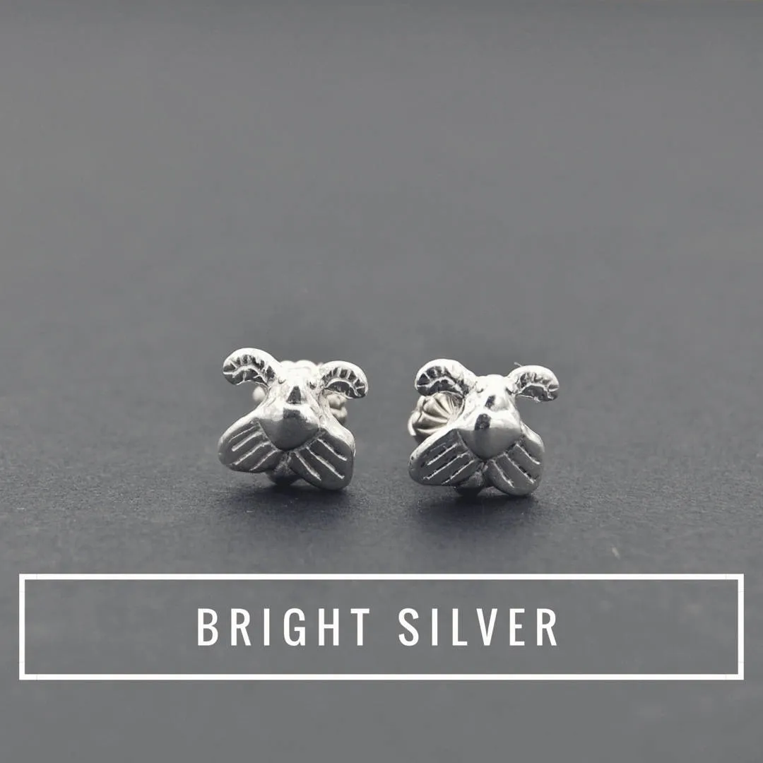 Sterling Silver Moth Stud Insect Earrings