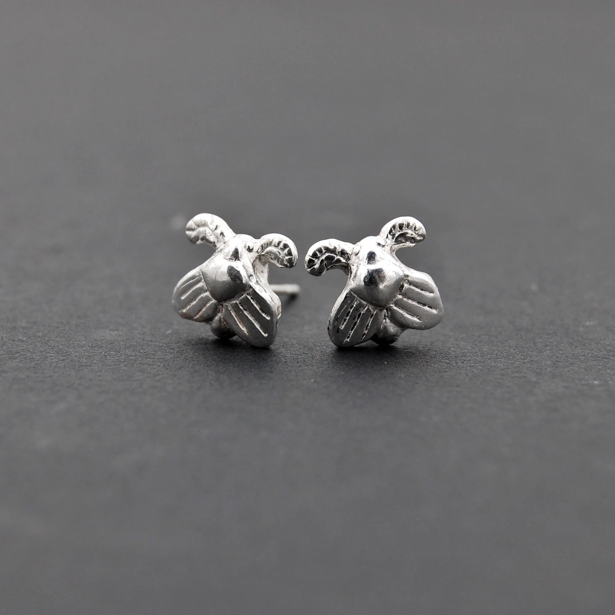 Sterling Silver Moth Stud Insect Earrings