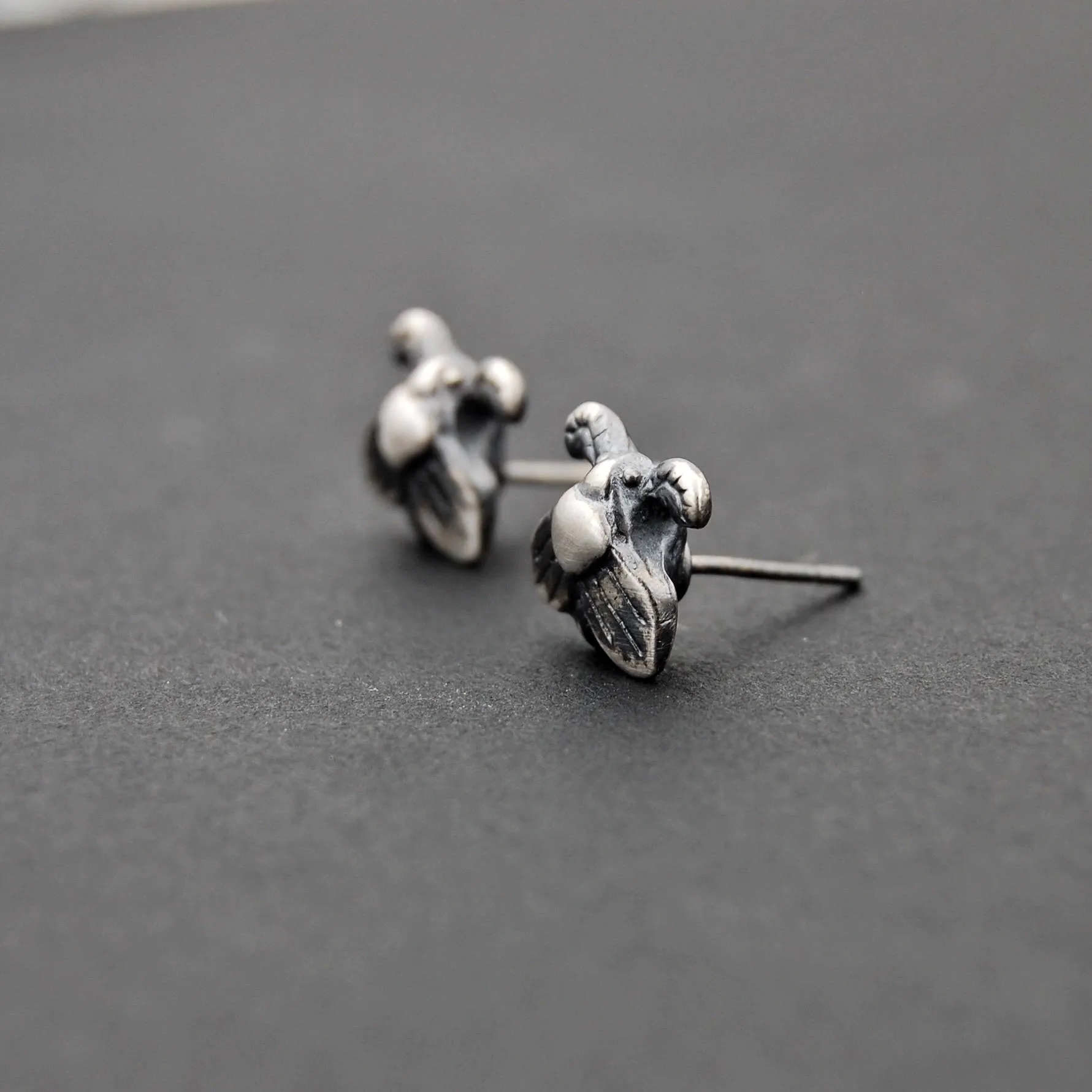 Sterling Silver Moth Stud Insect Earrings