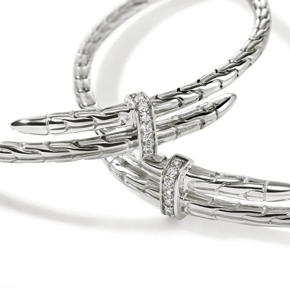 Sterling Silver Spear Diamond Large Hoop Earrings