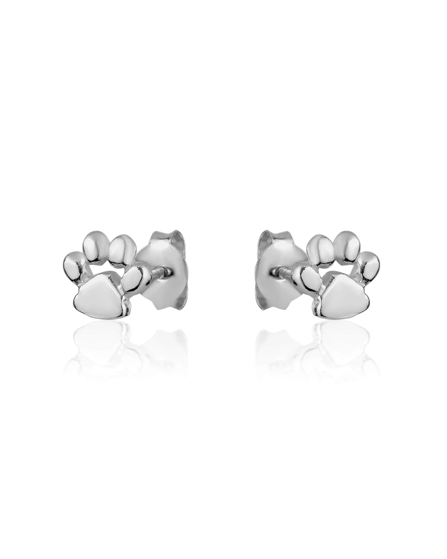 Sterling Silver Tiny Paw Stud Earrings
